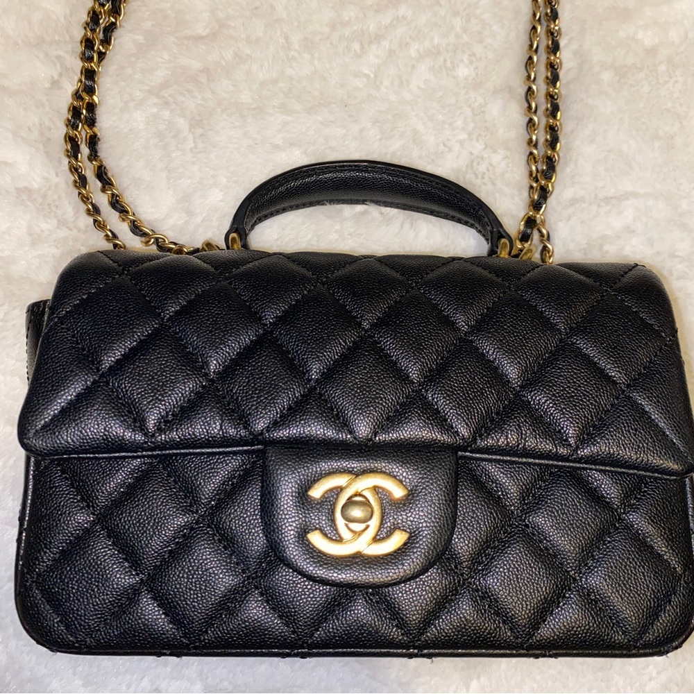 Chanel Caviar Quilted Mini Top Handle Rectangular Flap Black( AAA class)